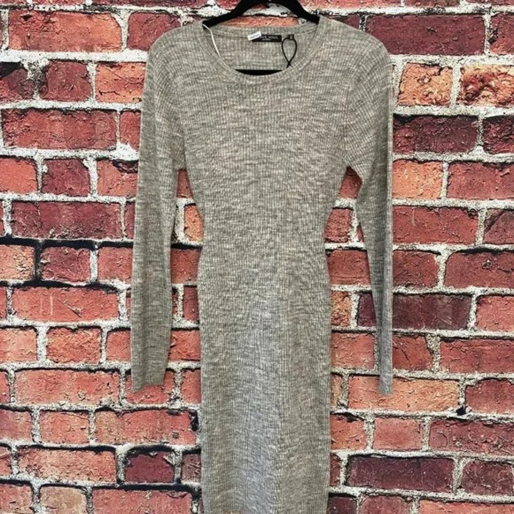 Brave Soul London Sweater Dress Women Medium M 14 Gray Long Sleeve Shirt